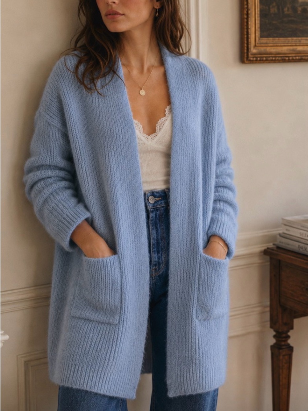 American Dreams Betsy Open Cardigan, light blue, S